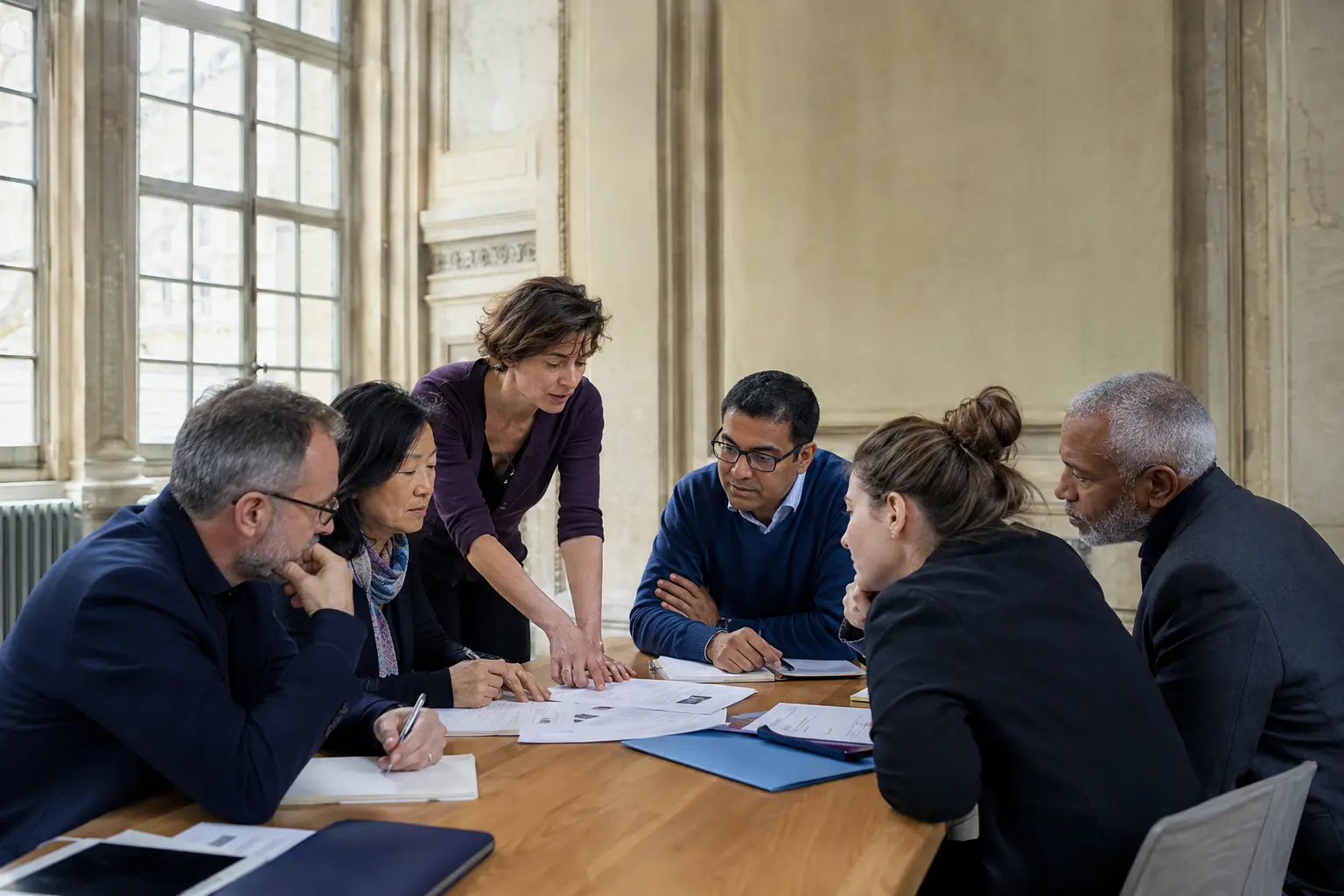 International professionals working through a practical case together