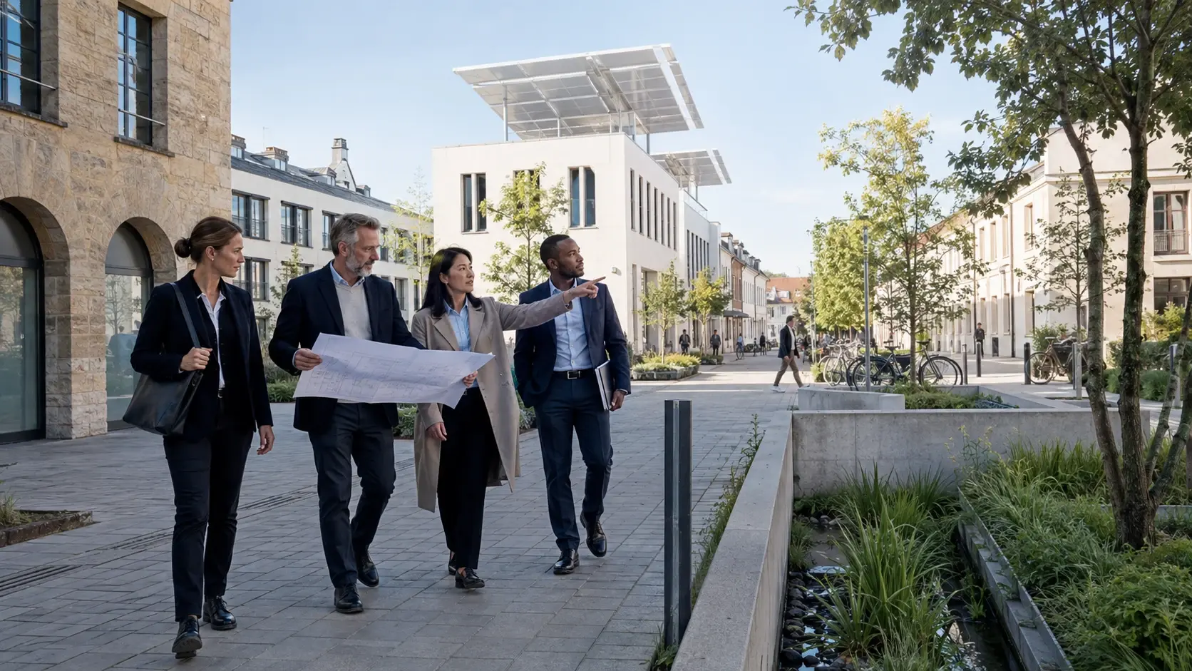An international project team preparing responsible growth in a European innovation district