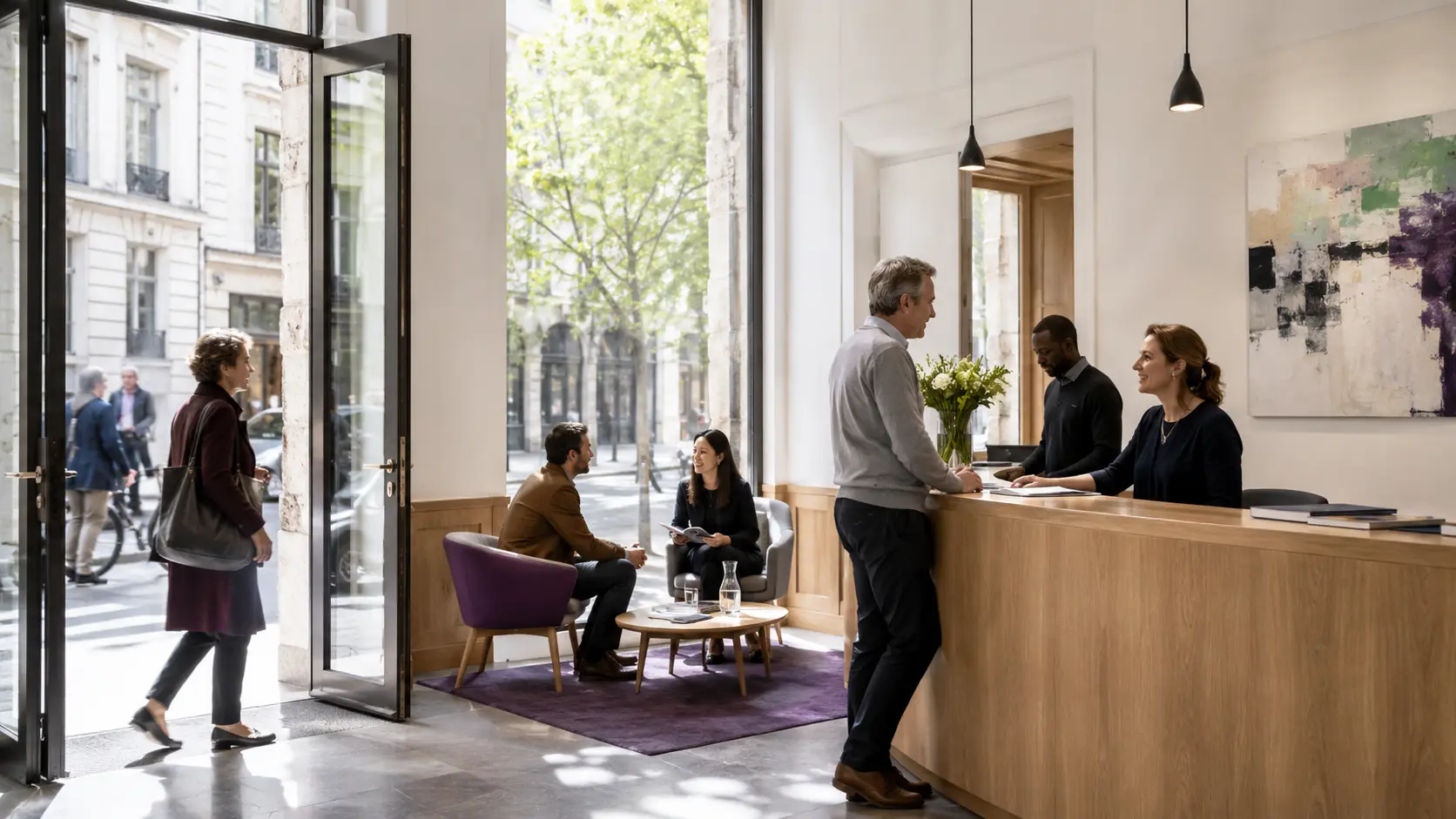 Professionals meeting in a shared working space